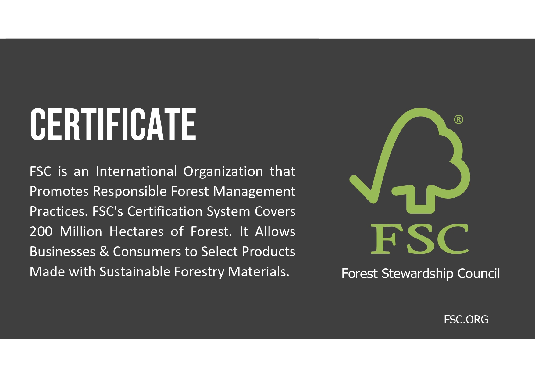 FSC Forest Management certification.