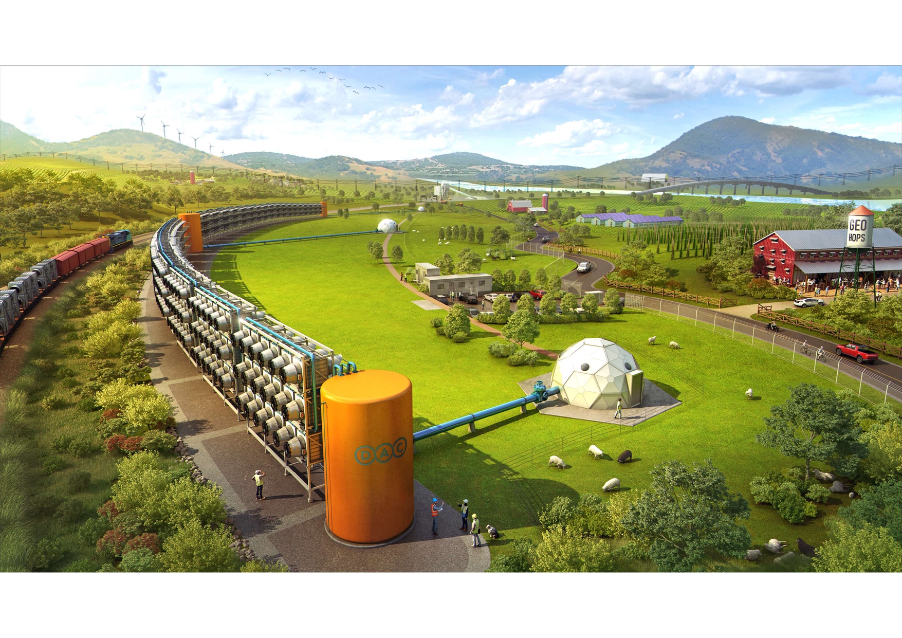 An artist's rendering of a Direct Air Capture (DAC) facility.