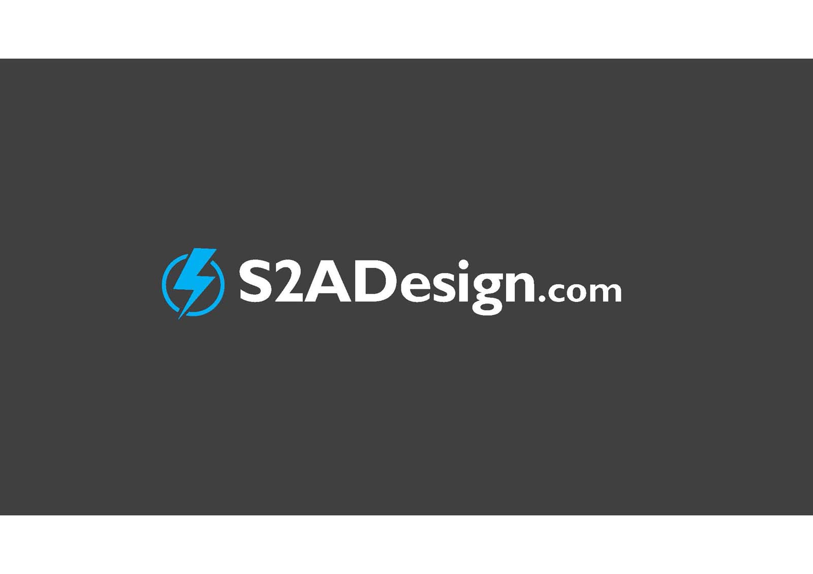 S2ADesign.com logo with blue lightning bolt icon on a dark gray background.